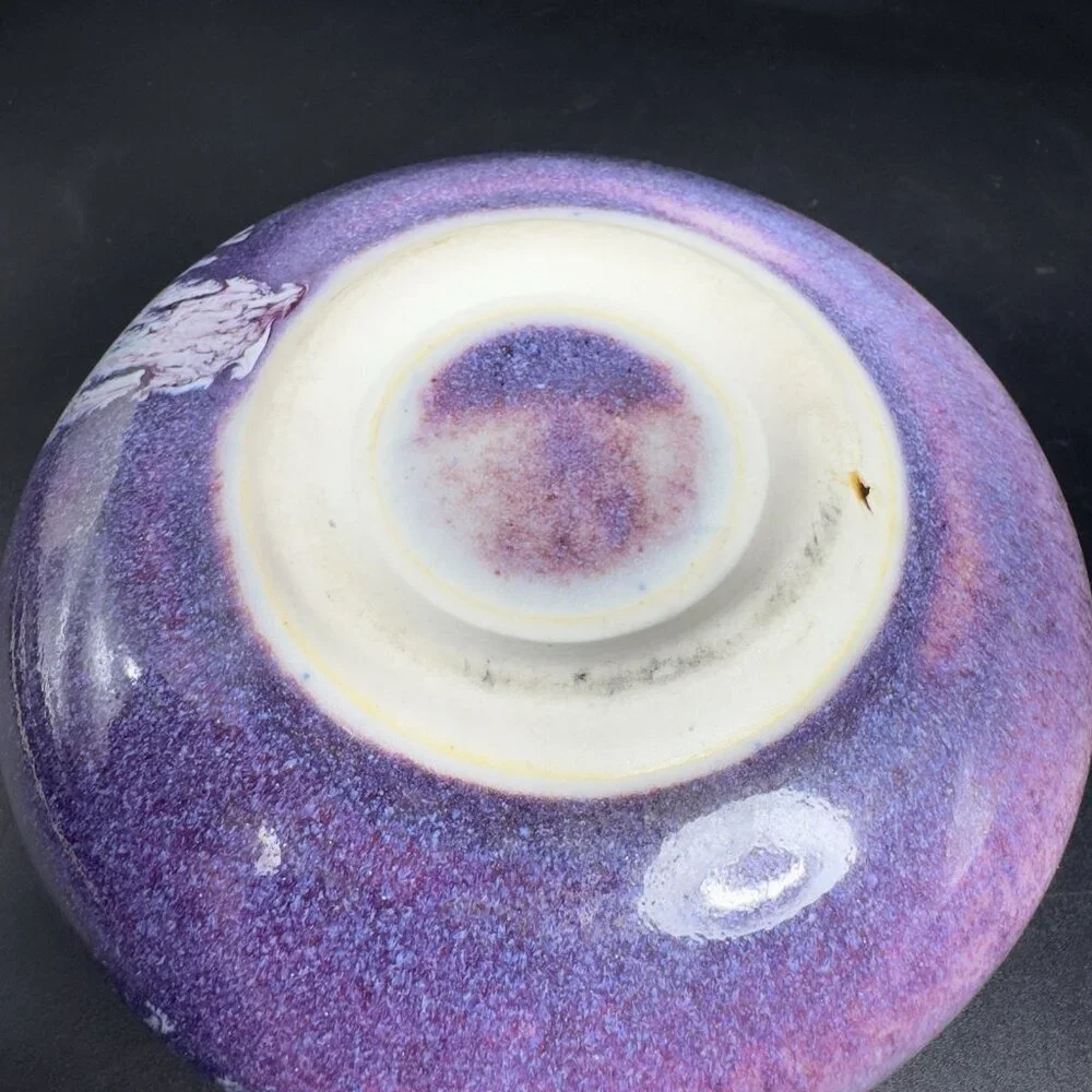 Vintage Hand Made Studio Art Pottery‎ Flat Vase Vessel Multicolor Glaze Vase VTG